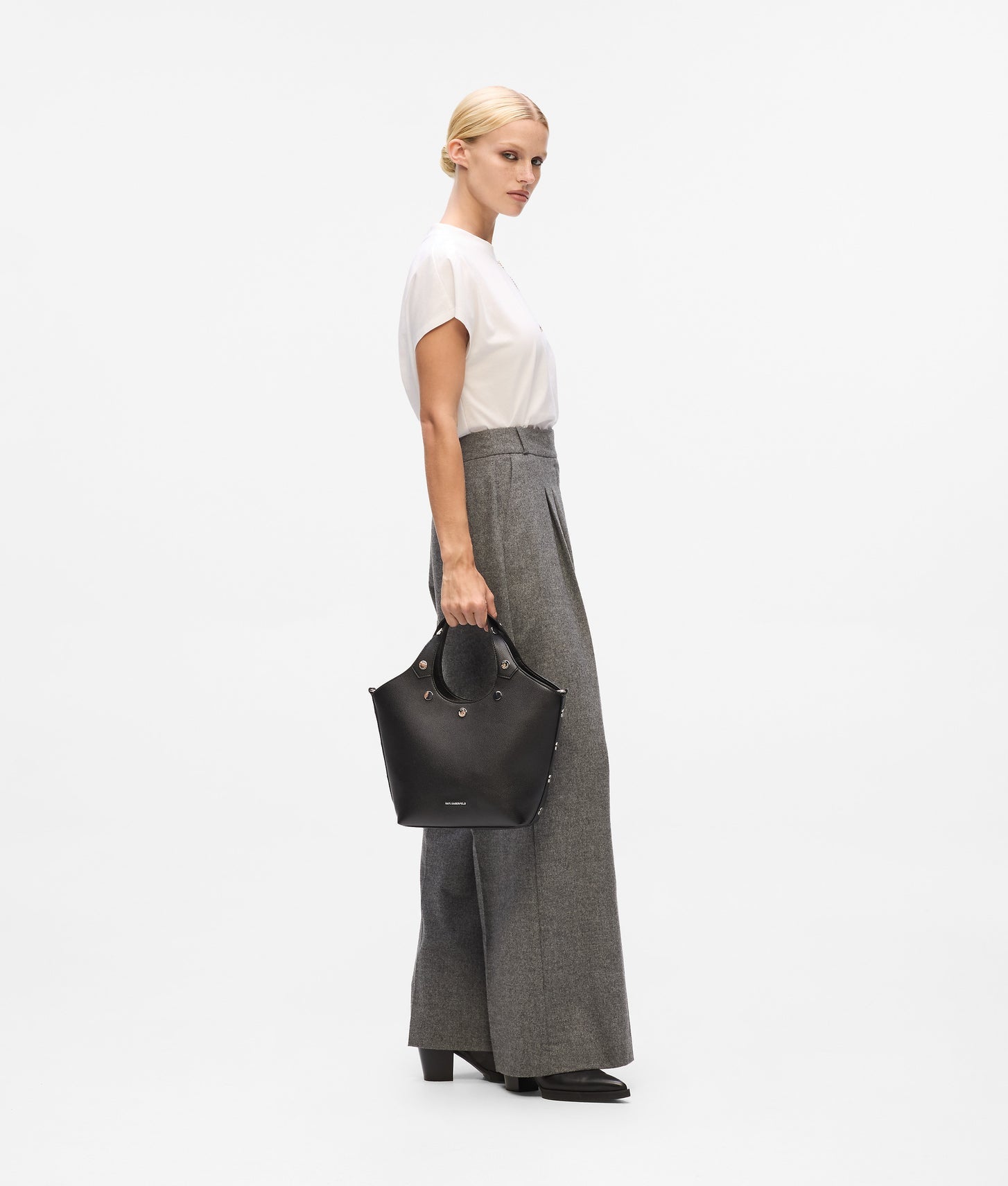 KarlLagerfeld Krocky Marais Small Tote Bag Black-Nickel