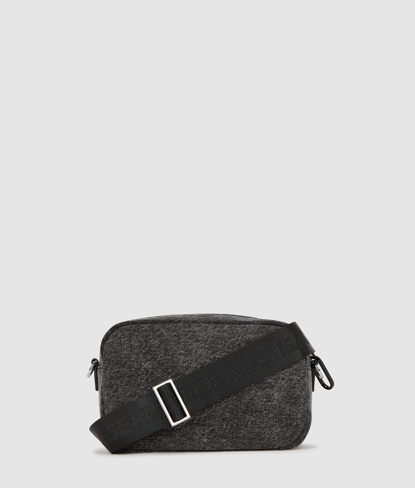 KarlLagerfeld Denim Crossbody Camera Bag Visual Washed Black