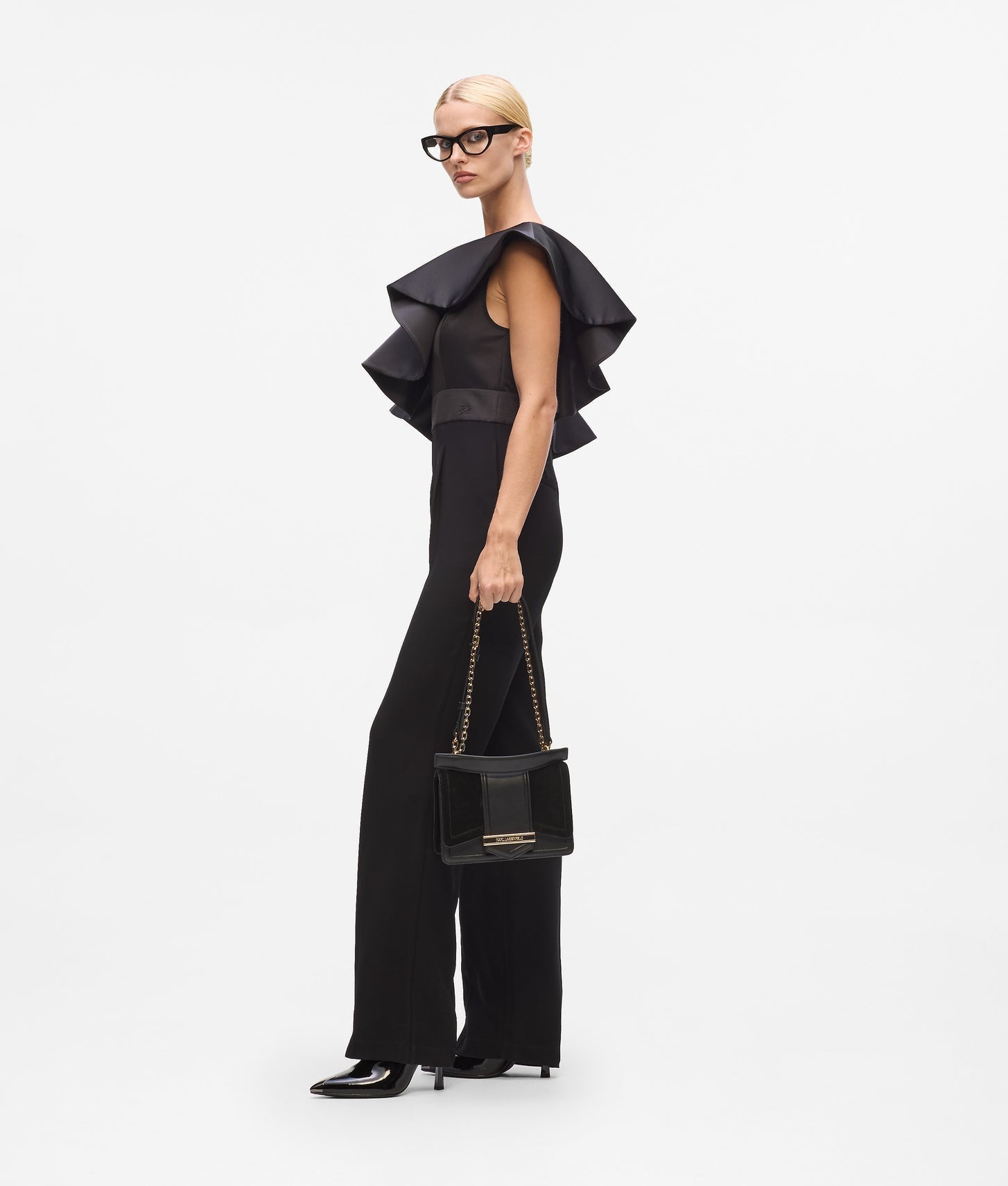 KarlLagerfeld Knova Suede Shoulder Bag Black/Gold