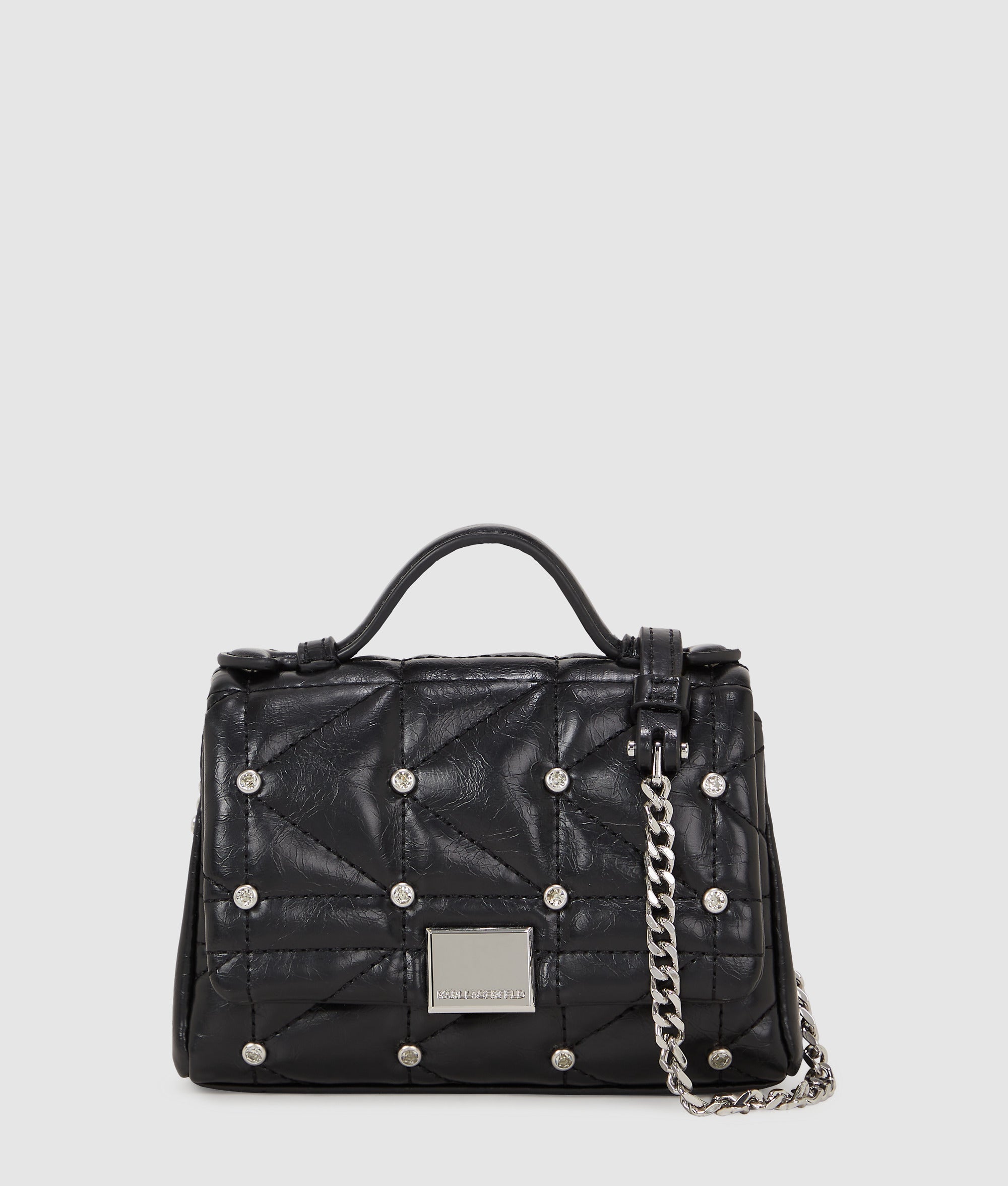KarlLagerfeld Kkuilt Rhinestone Nano Bag Black Embellishment