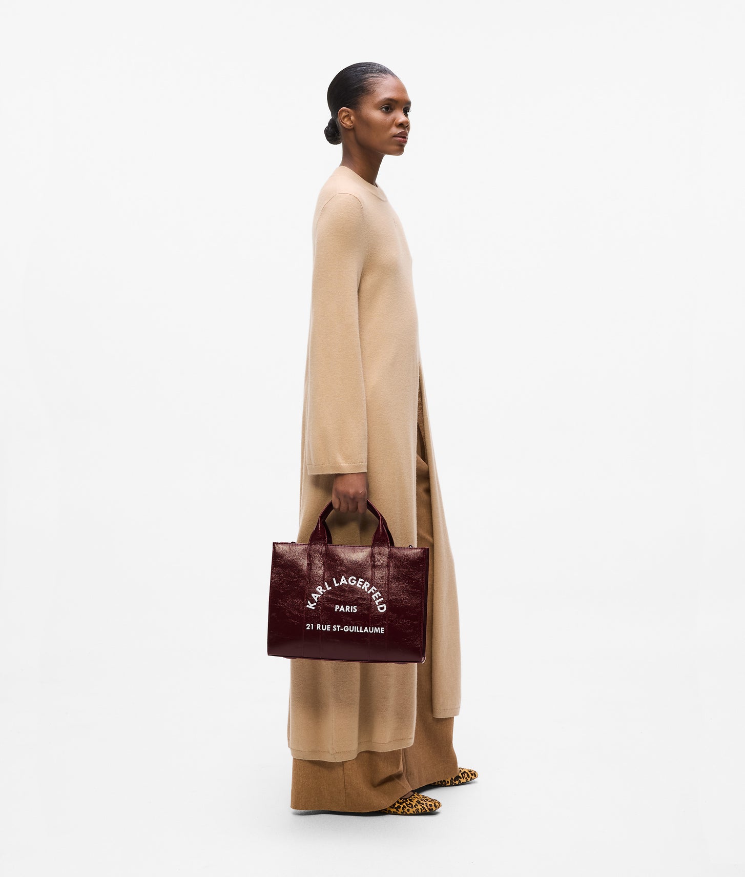 KarlLagerfeld Rue St-Guillaume Coated Tote Bag Windsor Wine