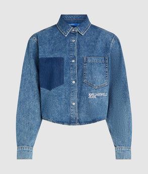 KarlLagerfeld Denim Buckle Bowling Bag Standard Blue Denim