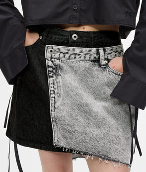 KarlLagerfeld Denim Hobo Shopper Black Denim-Grey Denim