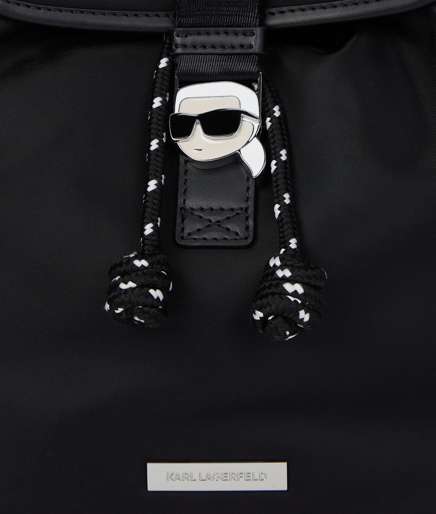 KarlLagerfeld Ikon Nylon Small Flap Backpack Black
