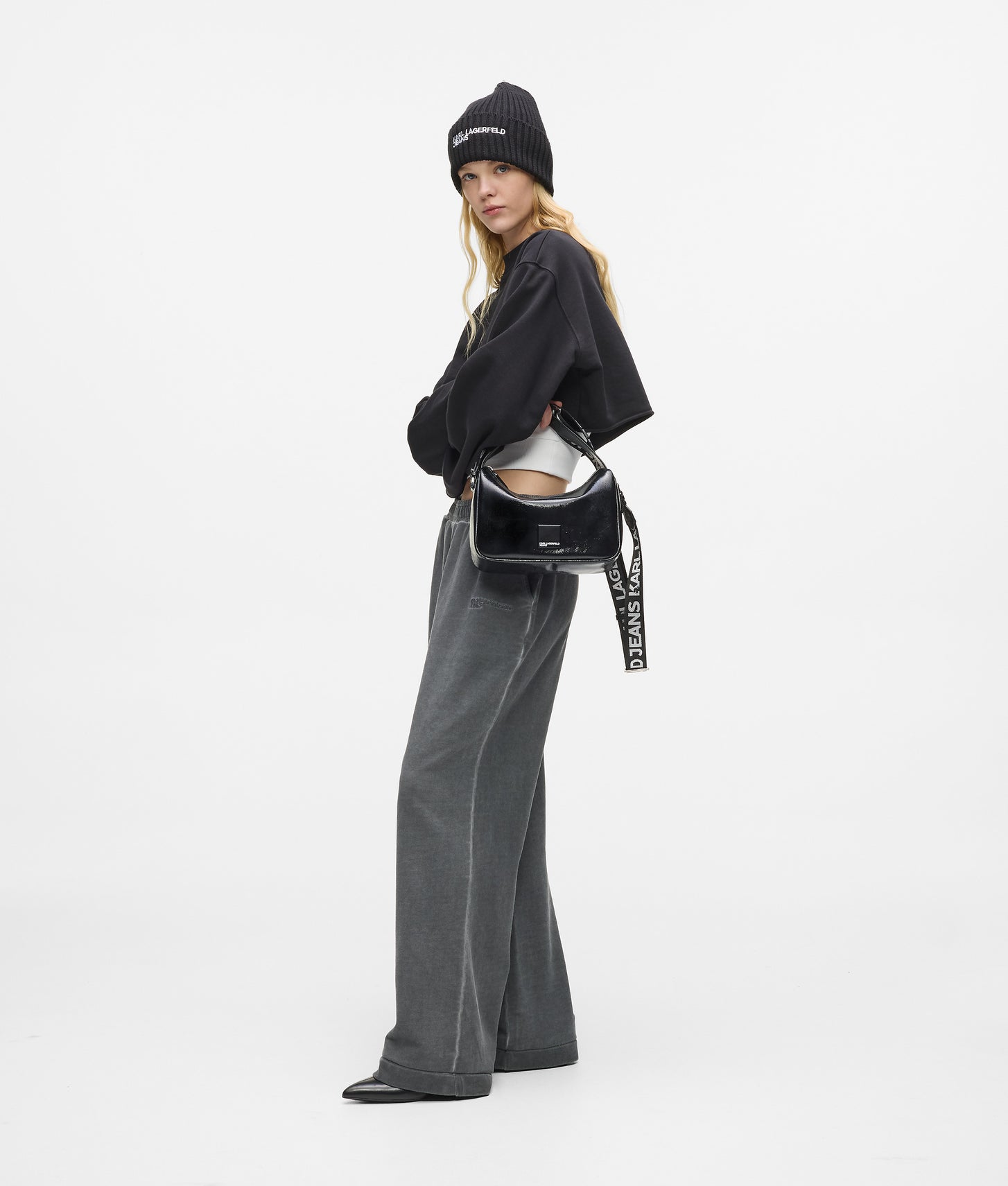 KarlLagerfeld Glossy Mini Hobo Bag Black