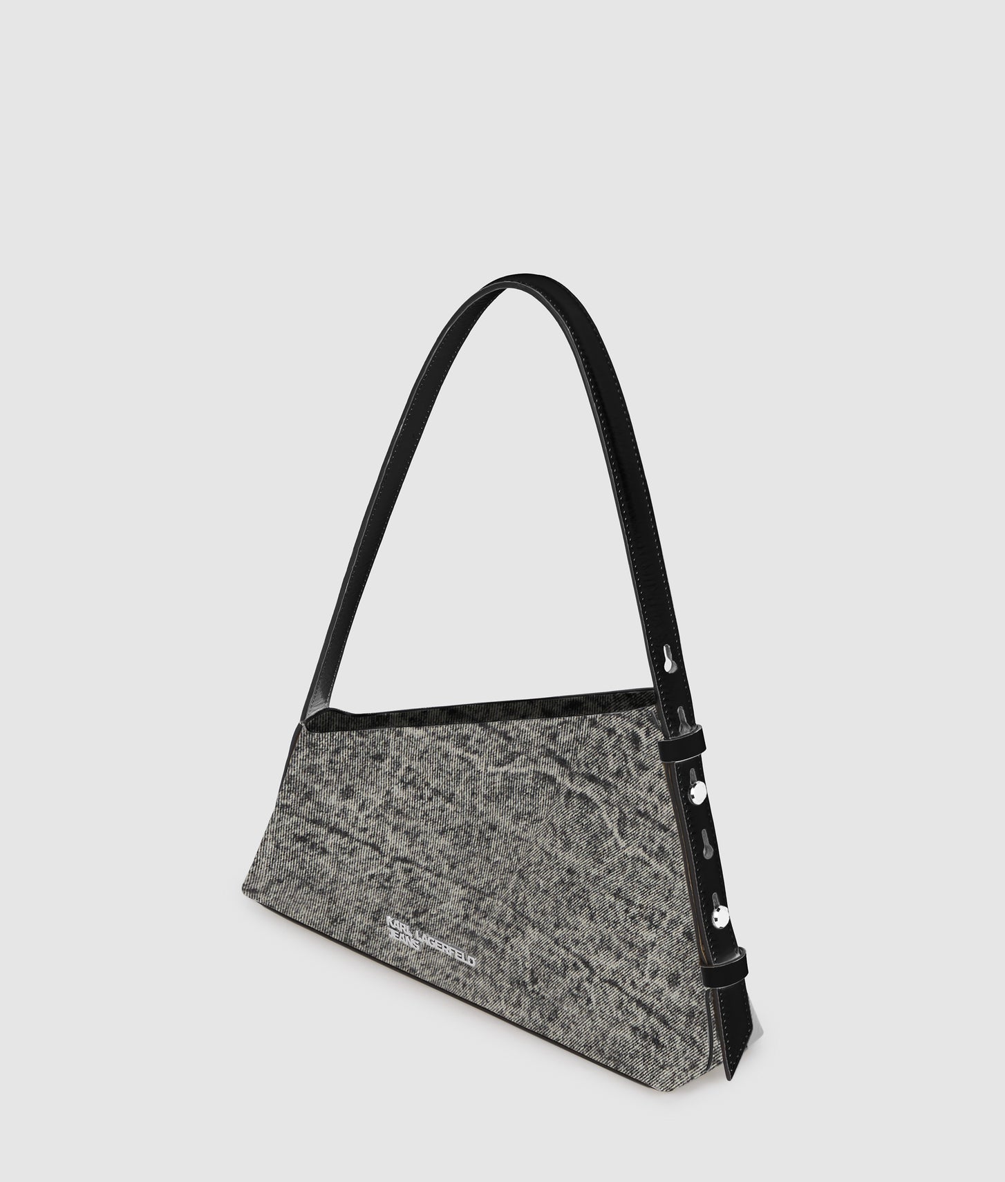 KarlLagerfeld Geo Denim Shoulder Bag Washed Black