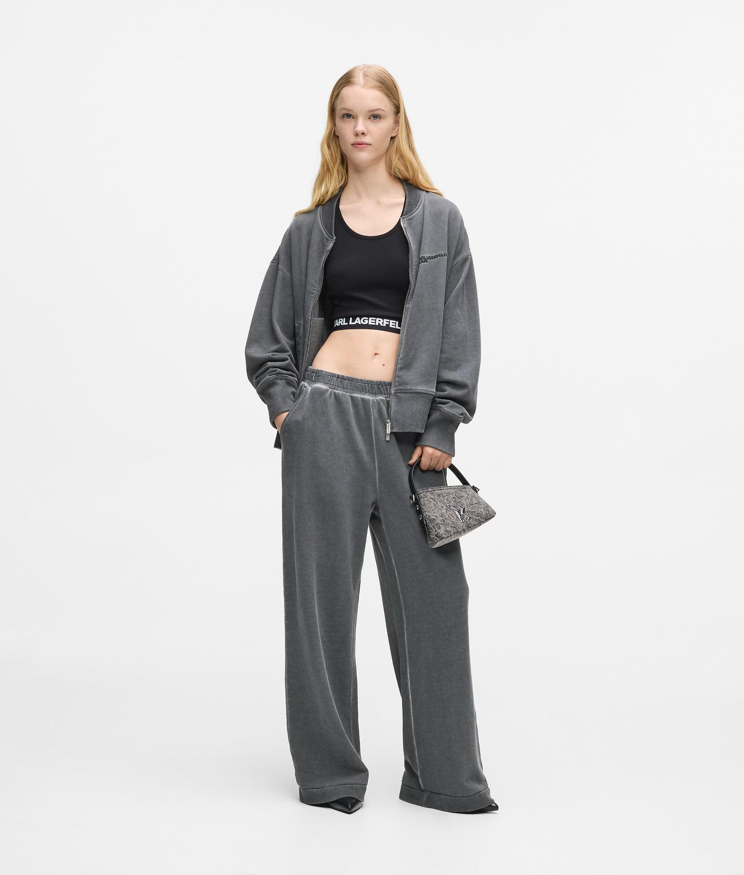 KarlLagerfeld Geo Mini Denim Crossbody Bag Washed Black