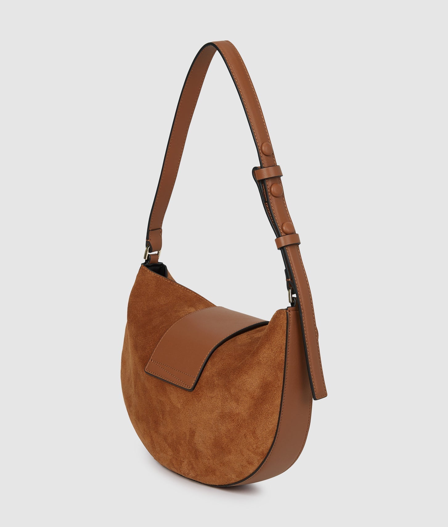 KarlLagerfeld Ksignature Suede Moon Bag Dark Tan