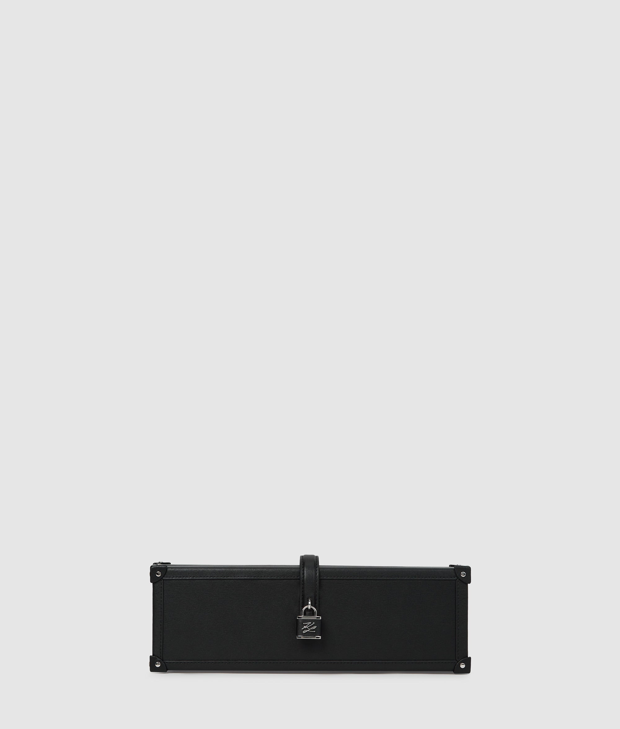 KarlLagerfeld Kautograph Padlock Trunk Clutch Black-Nickel