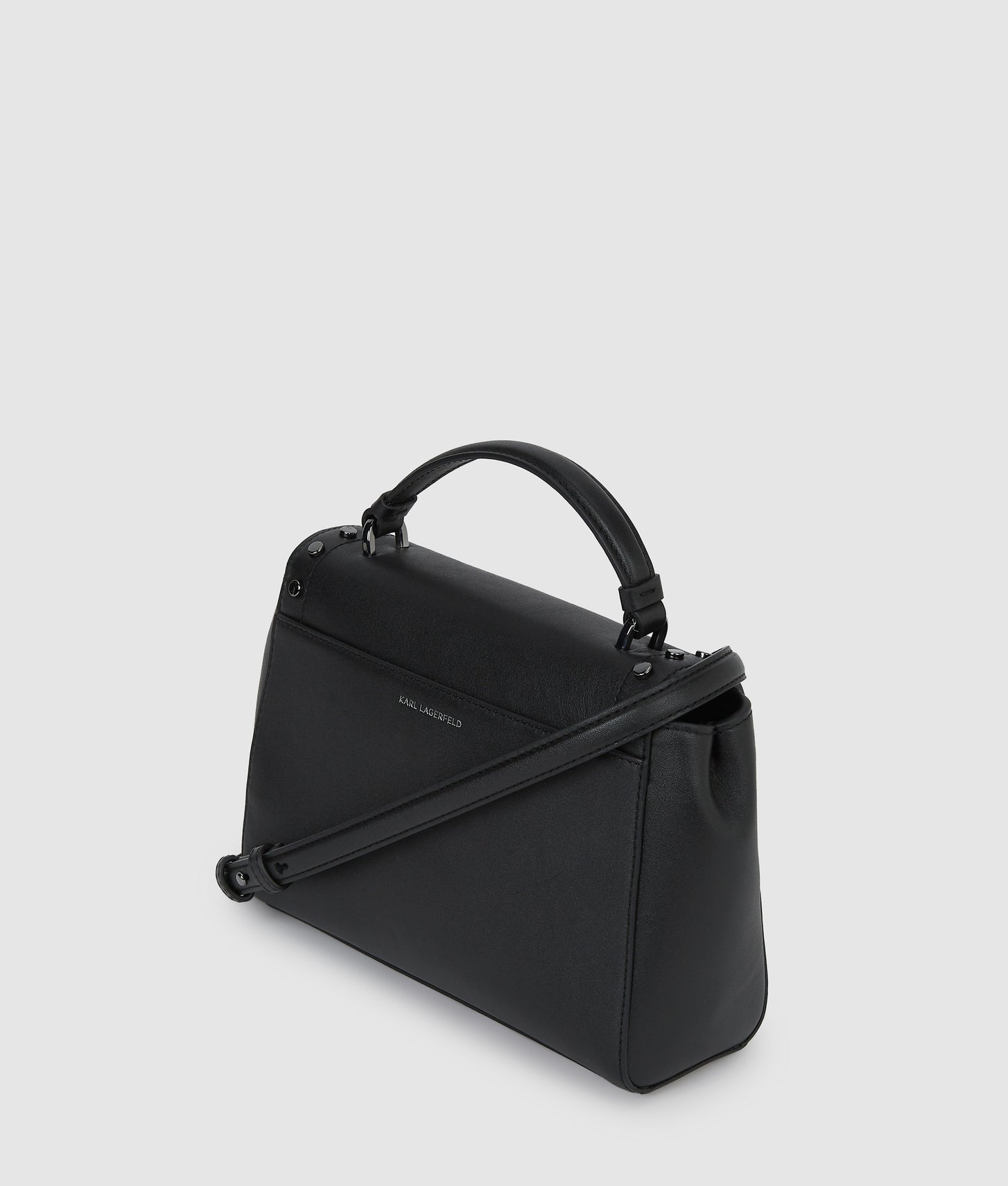 KarlLagerfeld Kautograph Studded Top Handle Bag Black Embellishment