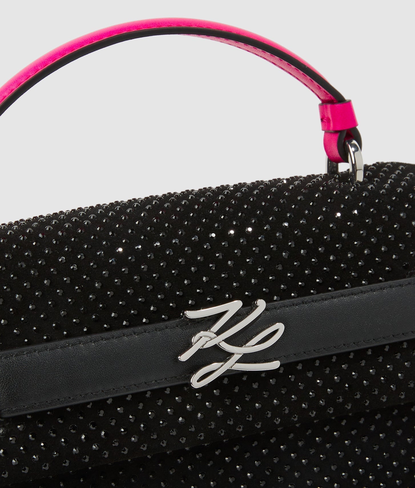 KarlLagerfeld Exclusive Kautograph Rhinestone Top-Handle Bag Black Embellishment