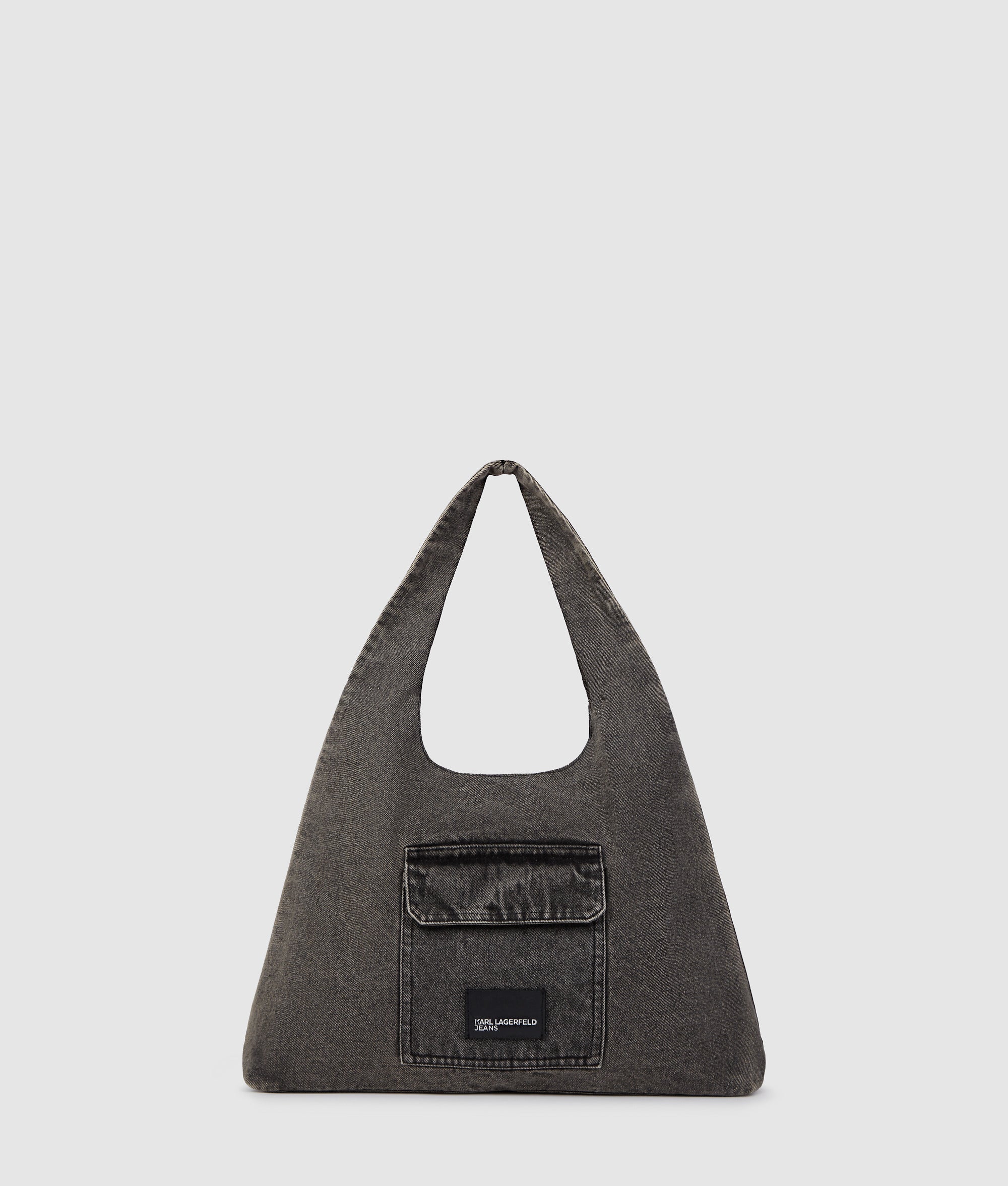 KarlLagerfeld Denim Hobo Shopper Black Denim-Grey Denim