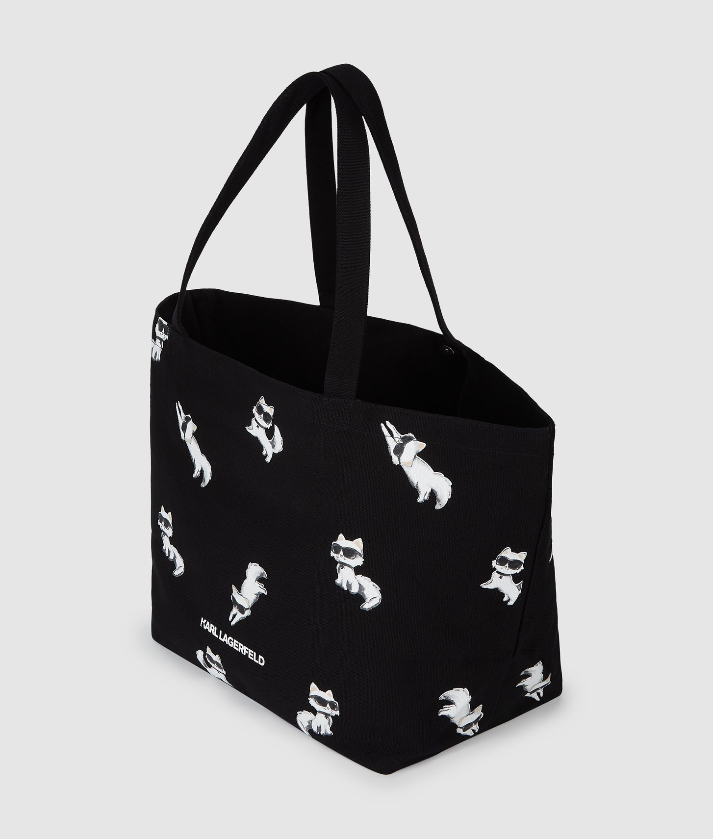 KarlLagerfeld Ikon Choupette Print Shopper Black