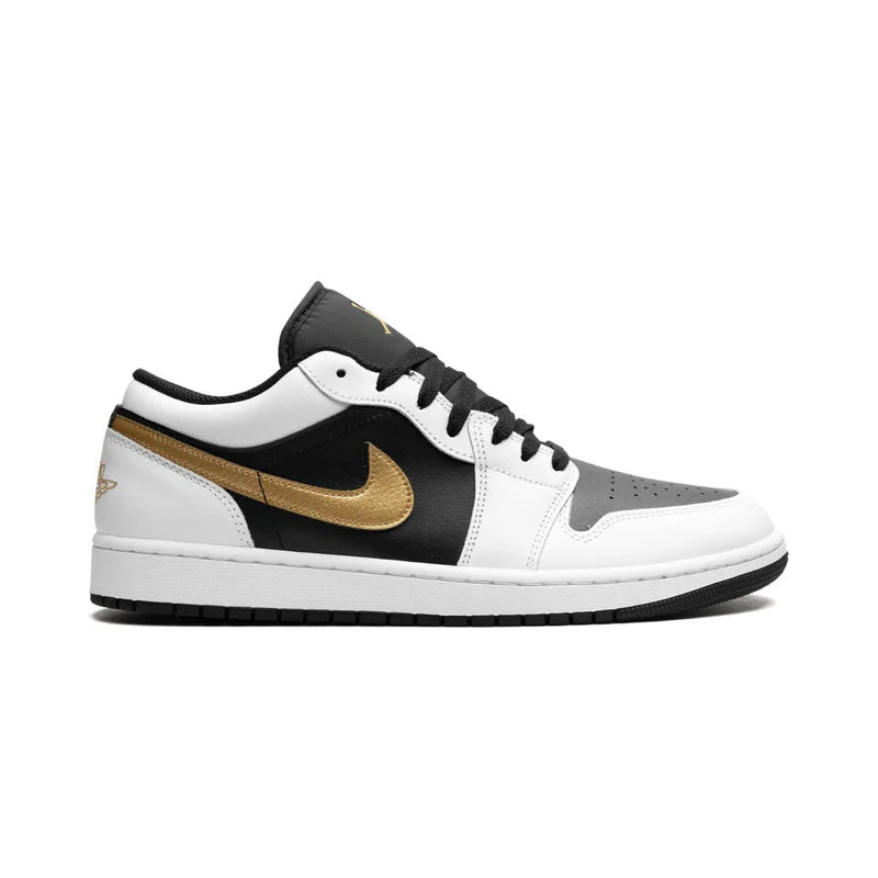 Jordan 1 Low White Black Metallic Gold Swoosh