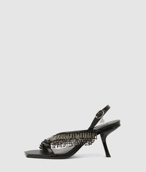 KarlLagerfeld Ksignature Beaded Moon Bag Black Embellishment