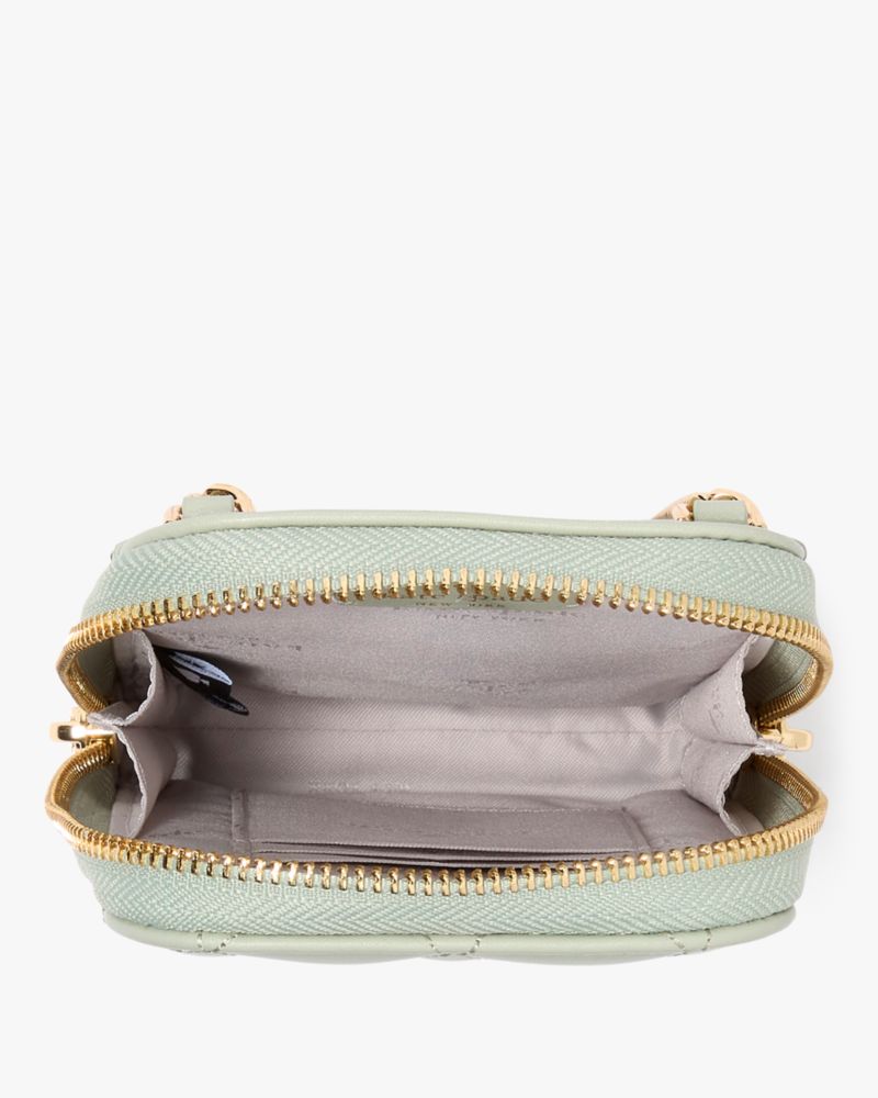 KateSpade Carey Quilted Studded Phone Chain Crossbody Sage Bundle