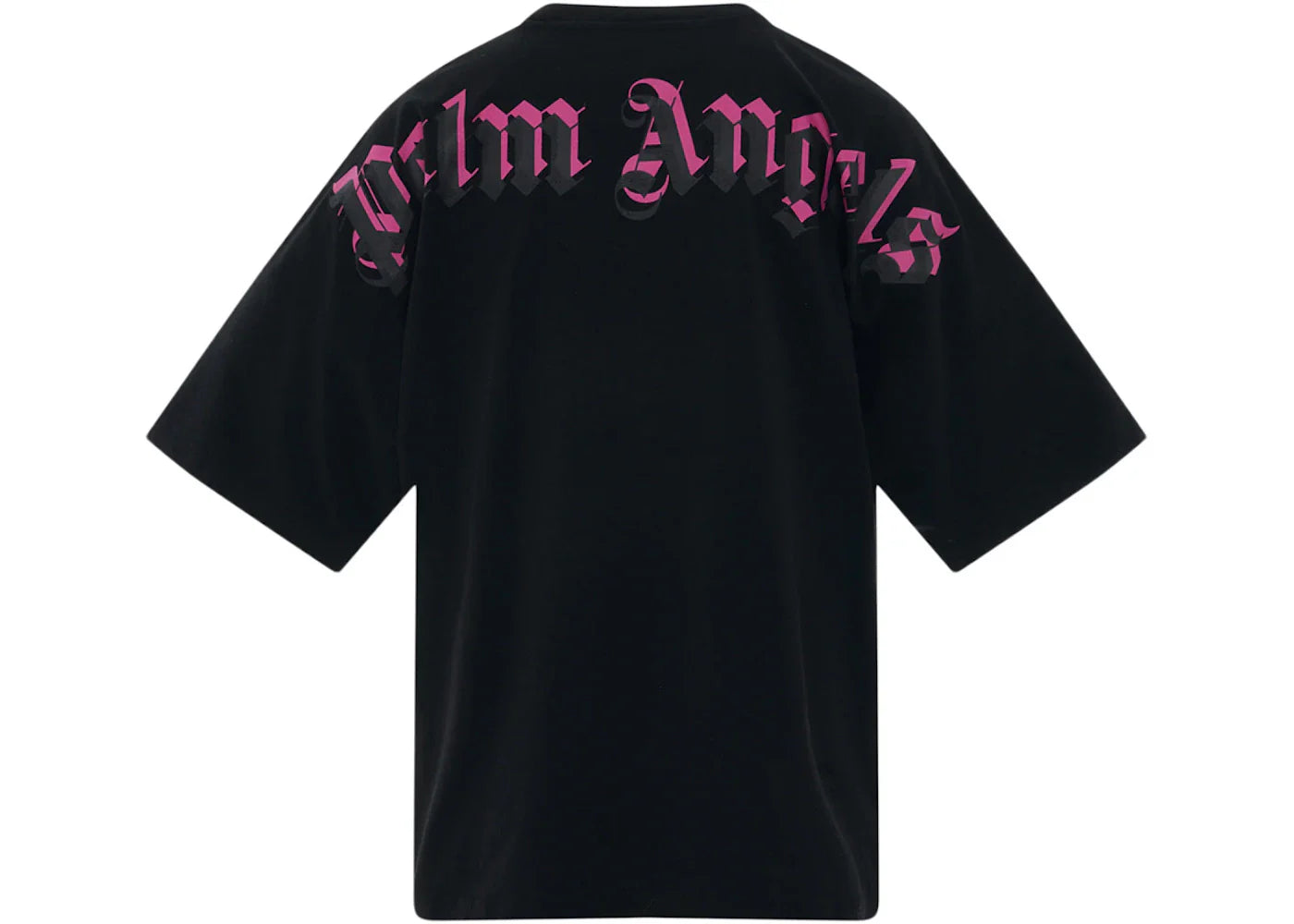 palm angels doubled logo over tee black/fuschia