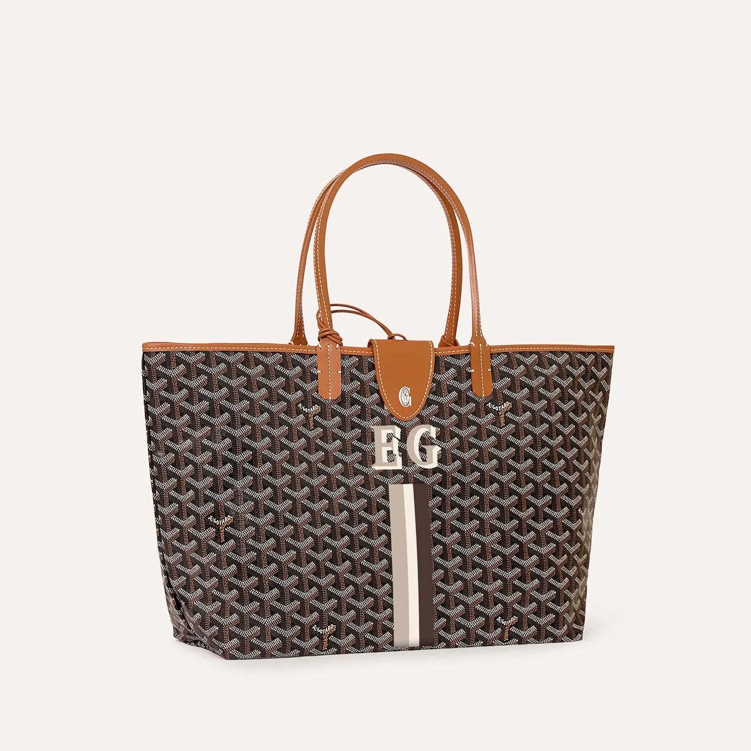 Saint Louis Black & Tan PM bag Stripes and Initials