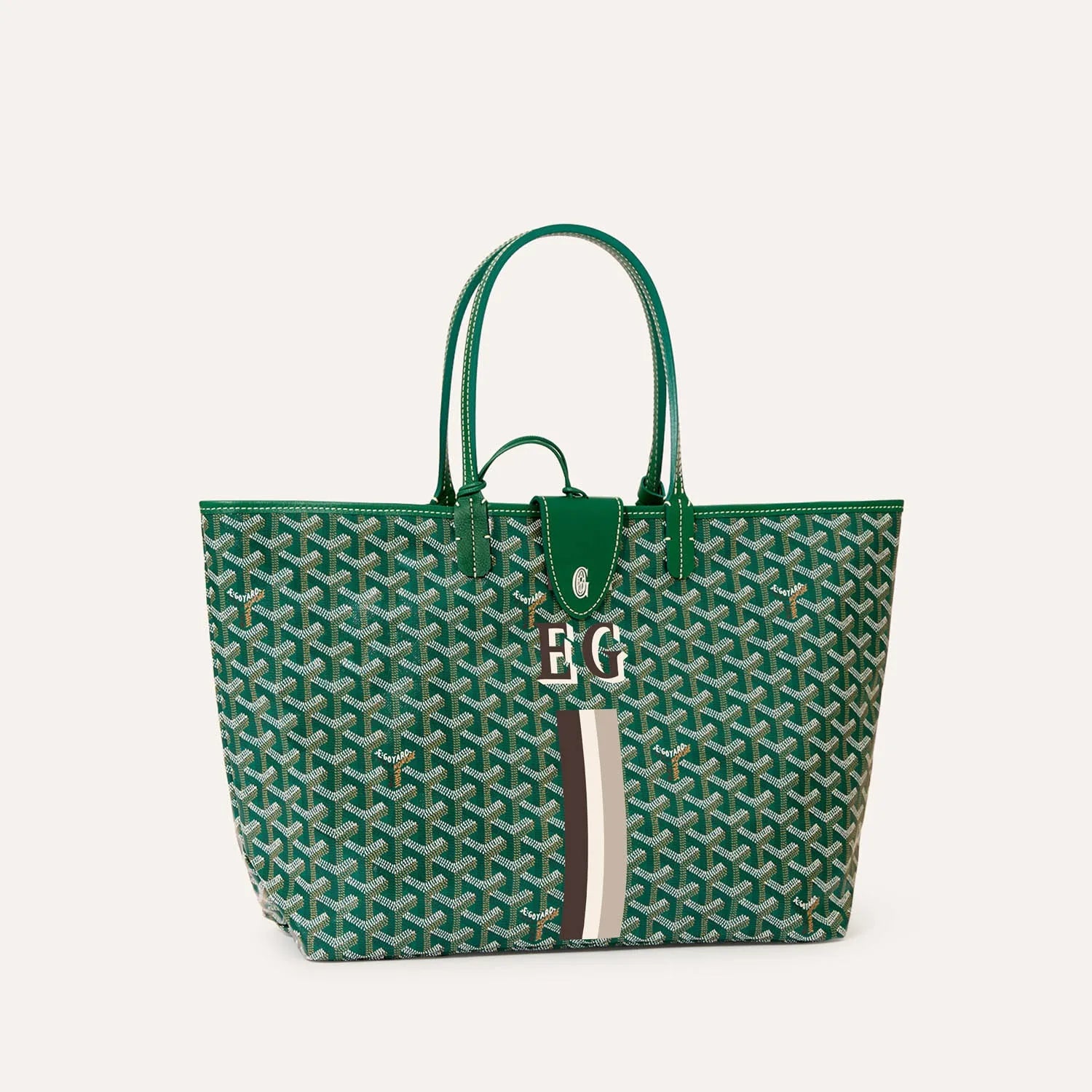 Saint Louis Green PM bag Stripes and Initials