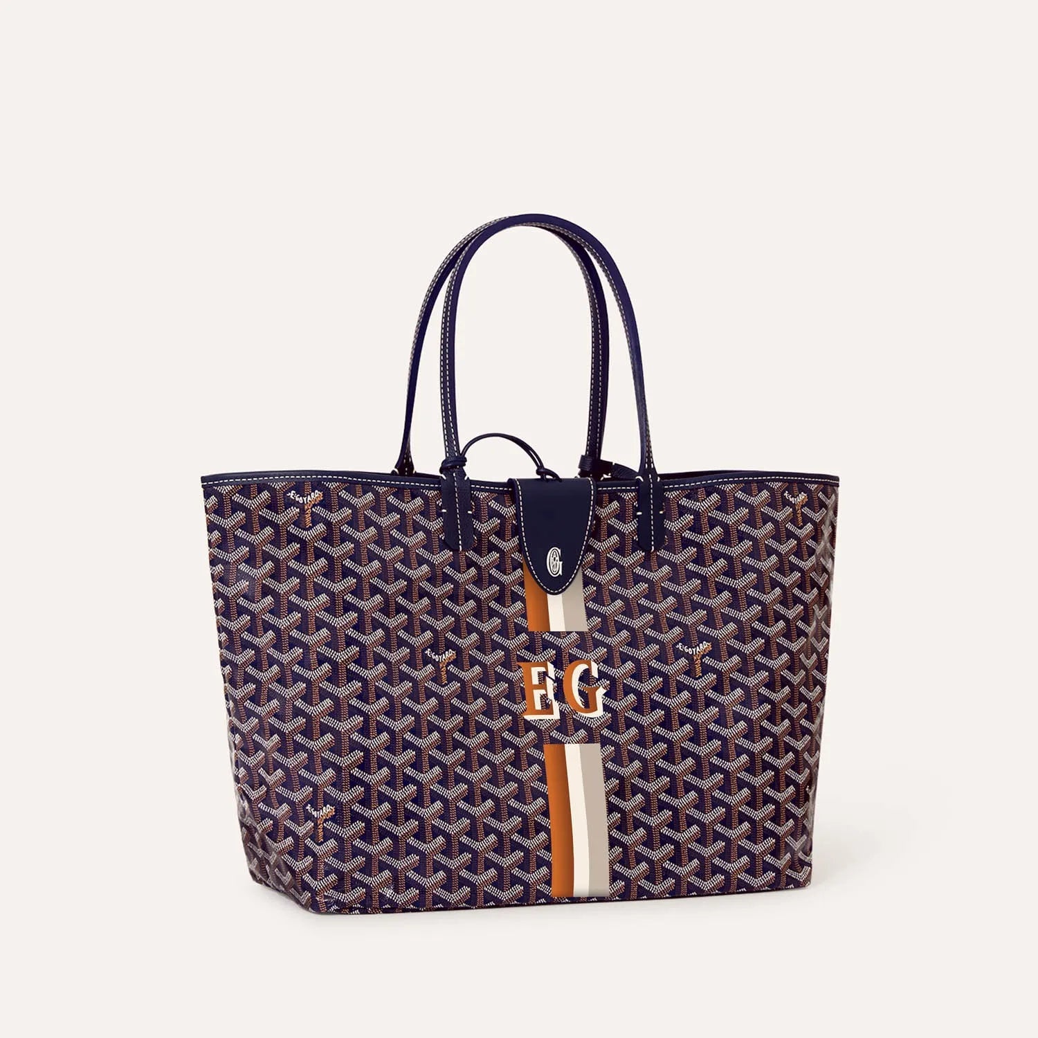 Saint Louis Navy Blue PM bag Stripes and Initials