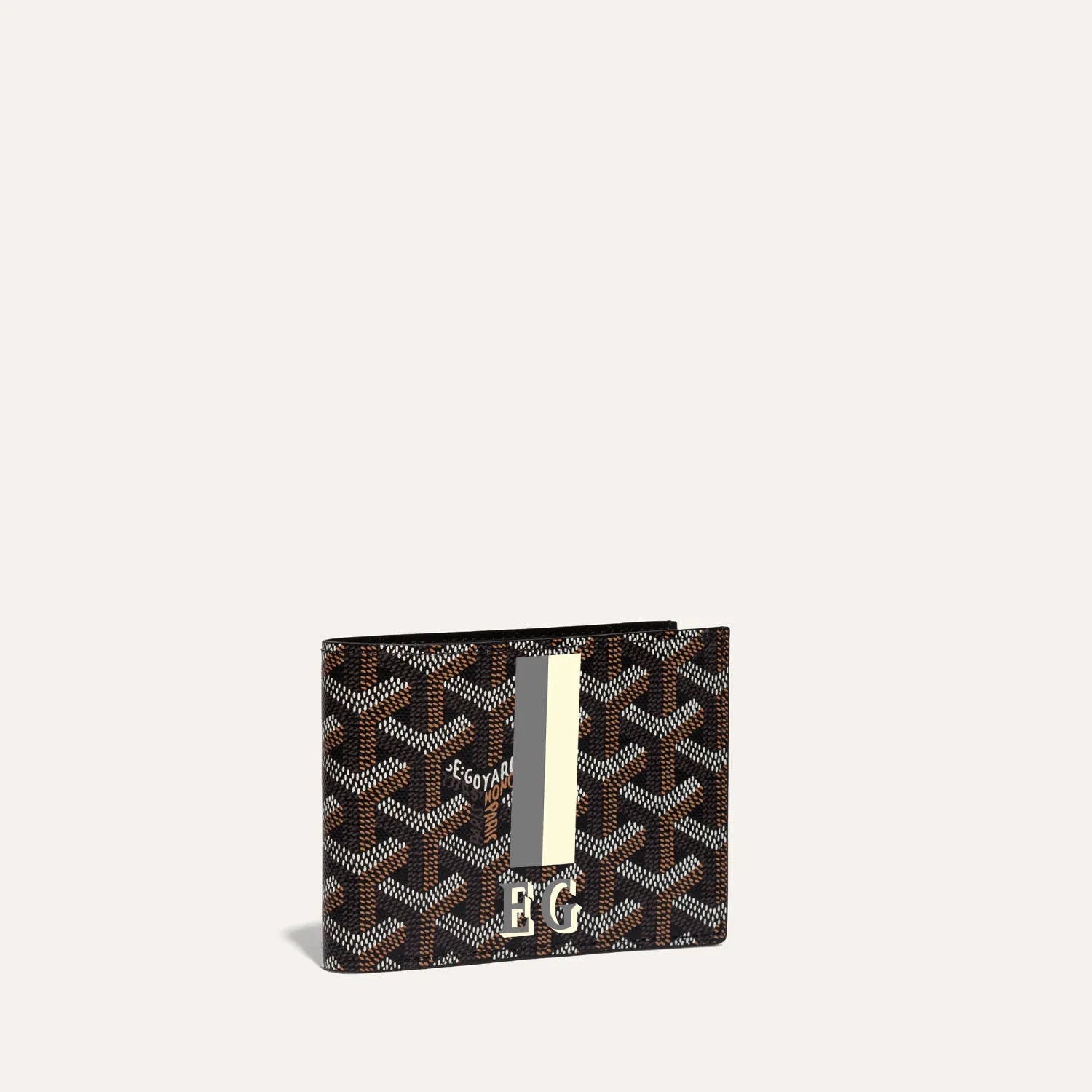 Saint-Florentin Black Wallet Stripes and Initials