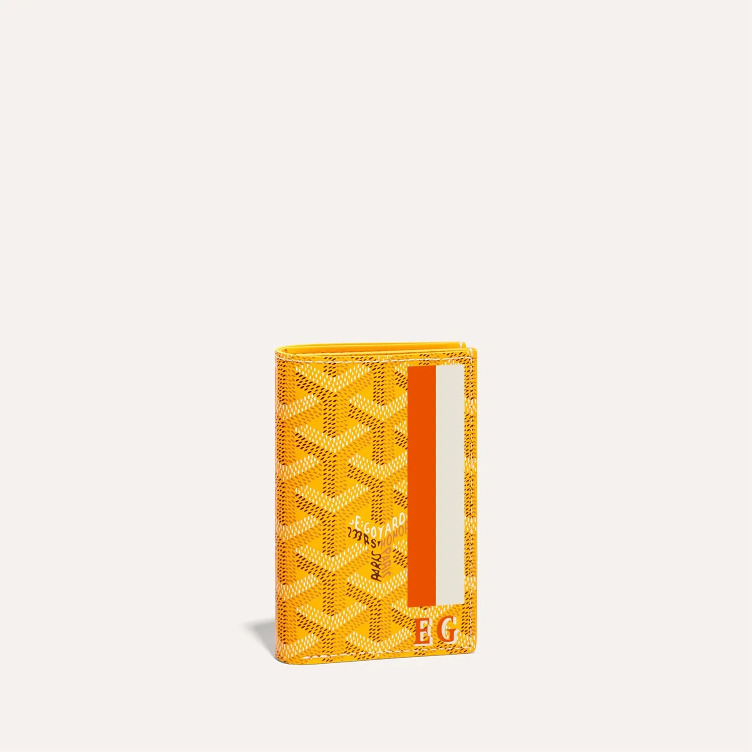 Saint-Pierre Yellow Card Wallet Stripes and Initials