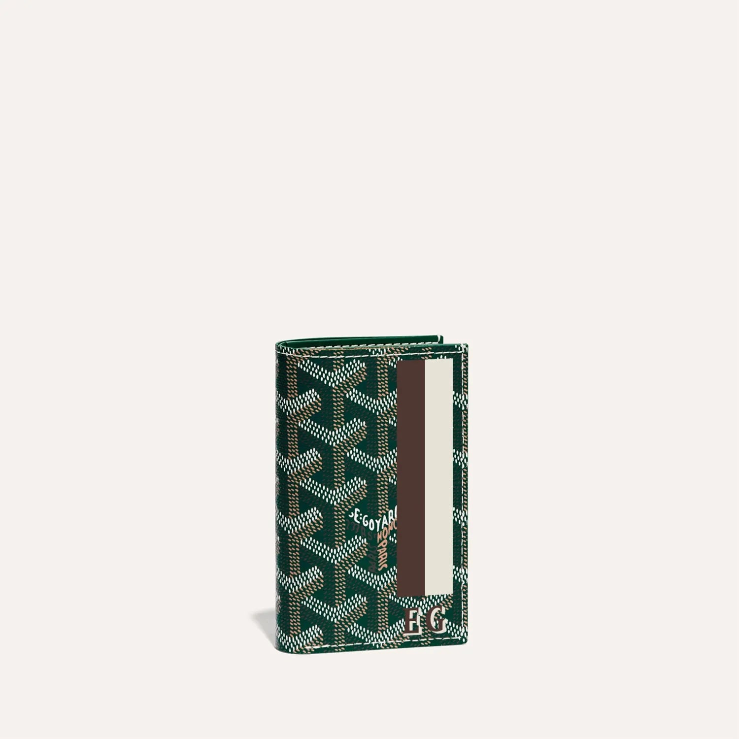 Saint-Pierre Green Card Wallet Stripes and Initials