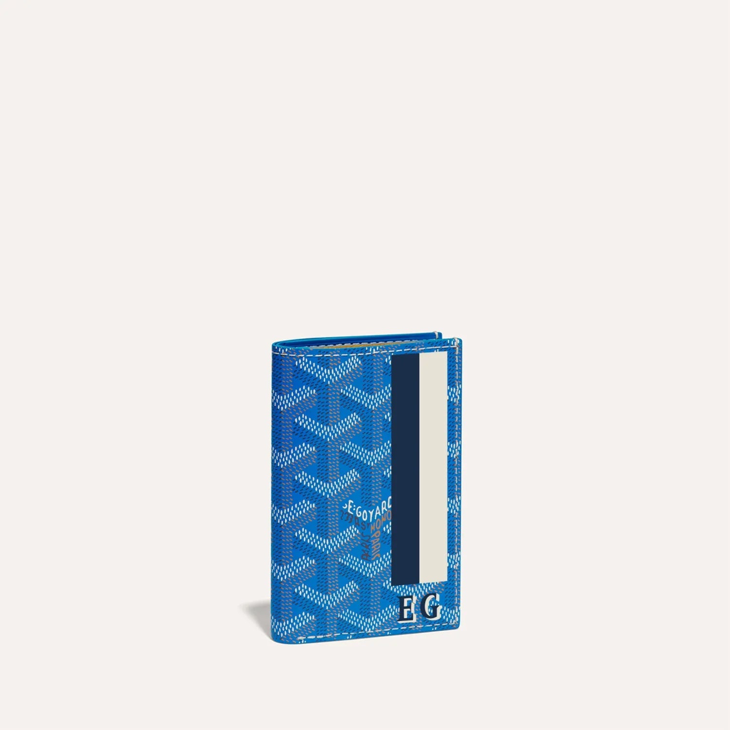 Saint-Pierre Sky Blue Card Wallet Stripes and Initials