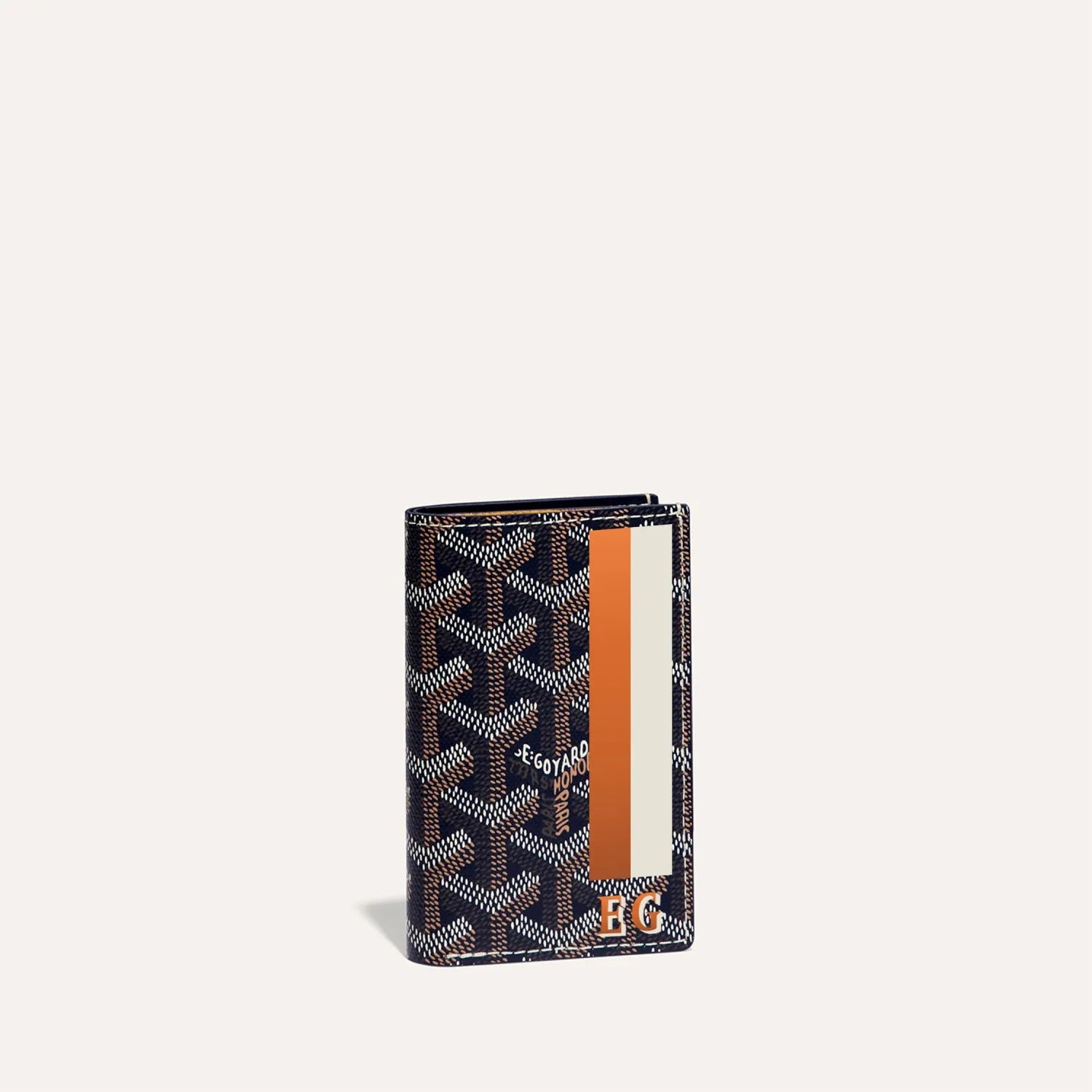 Saint-Pierre Navy Blue Card Wallet Stripes and Initials