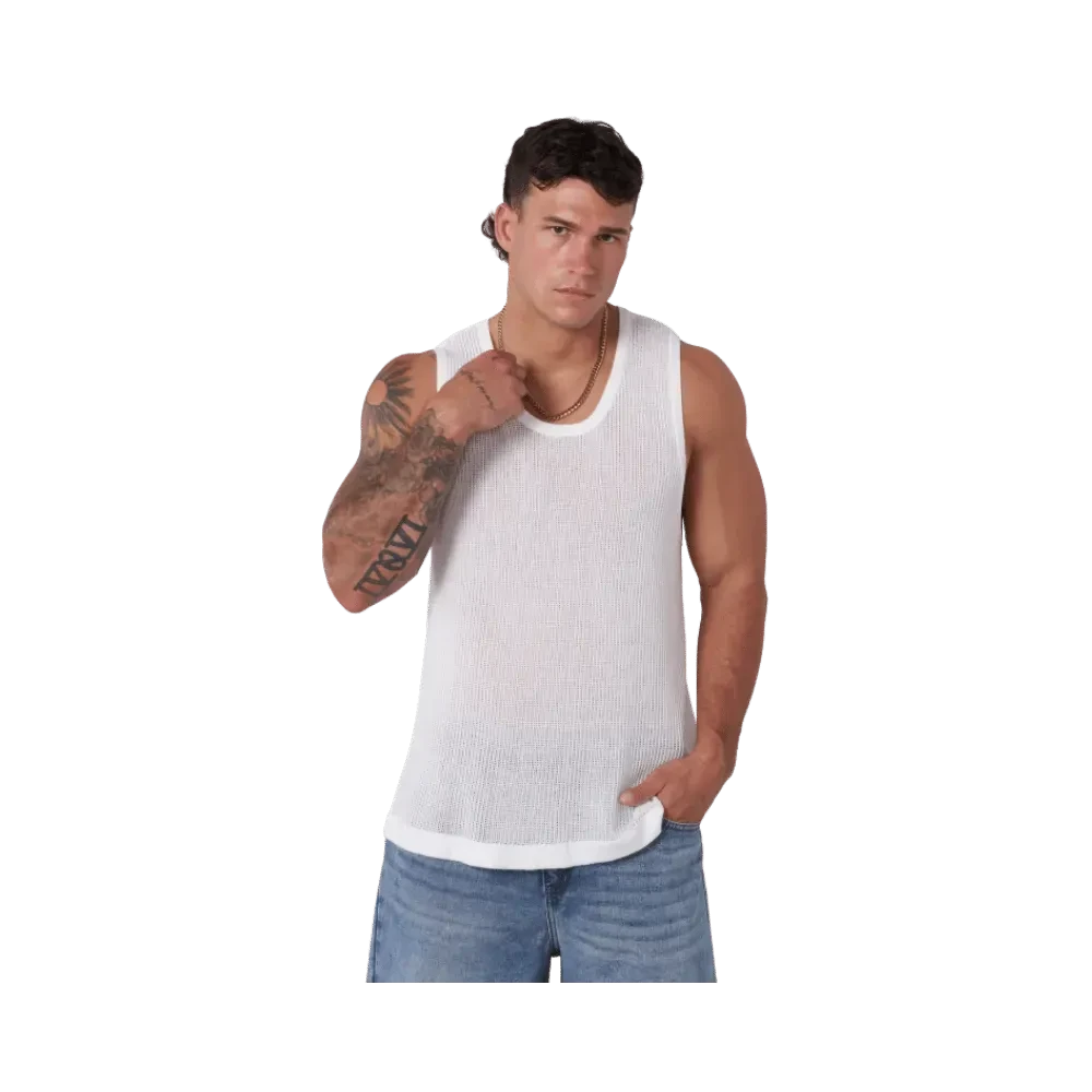 Young LA Crochet Tanks White