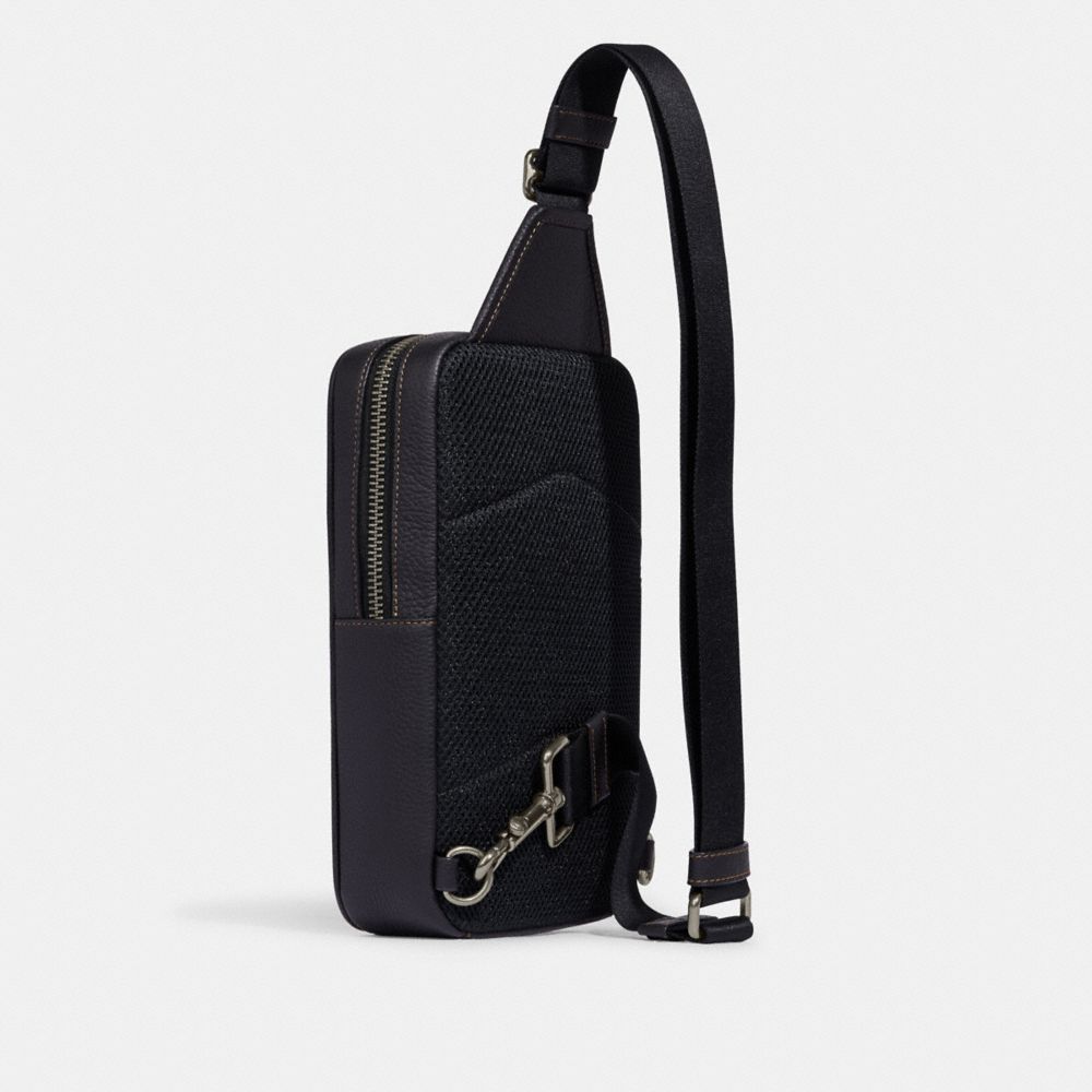 Coach Sullivan Pack In Blocked Signature Canvas Gunmetal Khaki Charcoal