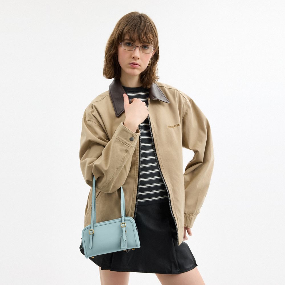 Coach Swing Zip Bag 20 Brass Light Blue