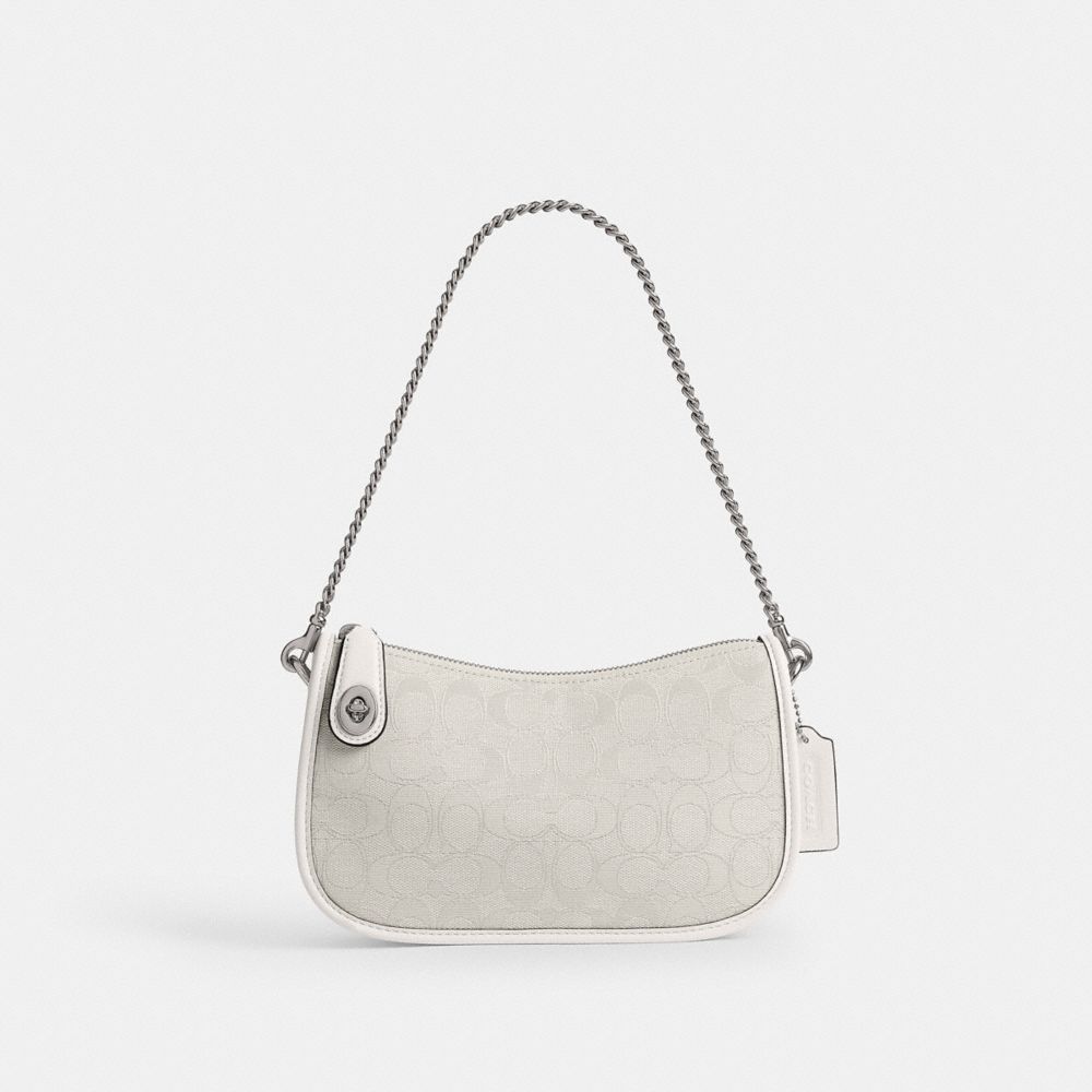 Coach Swinger Bag In Signature Jacquard Silver Cloud Chalk