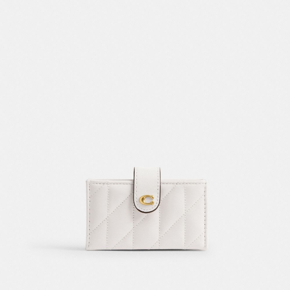 Coach Essential Multi Card Holder With Pillow Quilting Brass Chalk