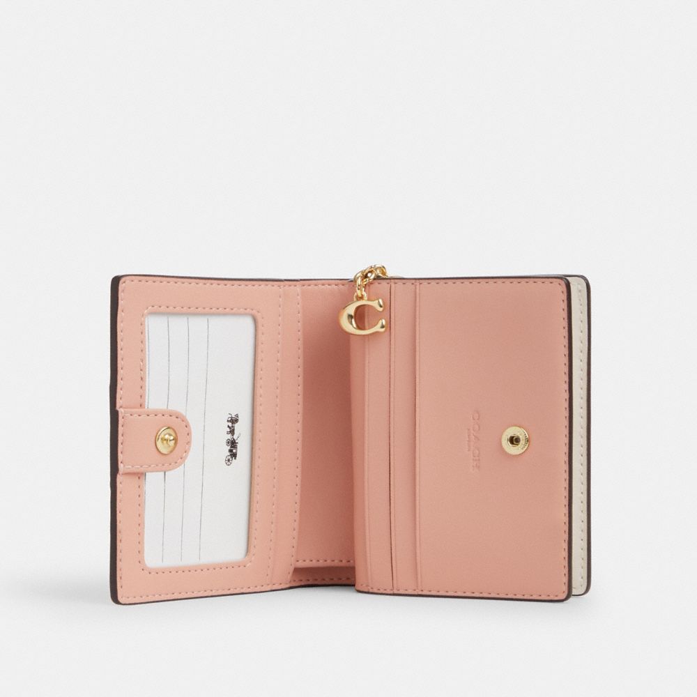 Coach Snap Wallet In Signature Canvas With Floral Print Gold Sand Multi