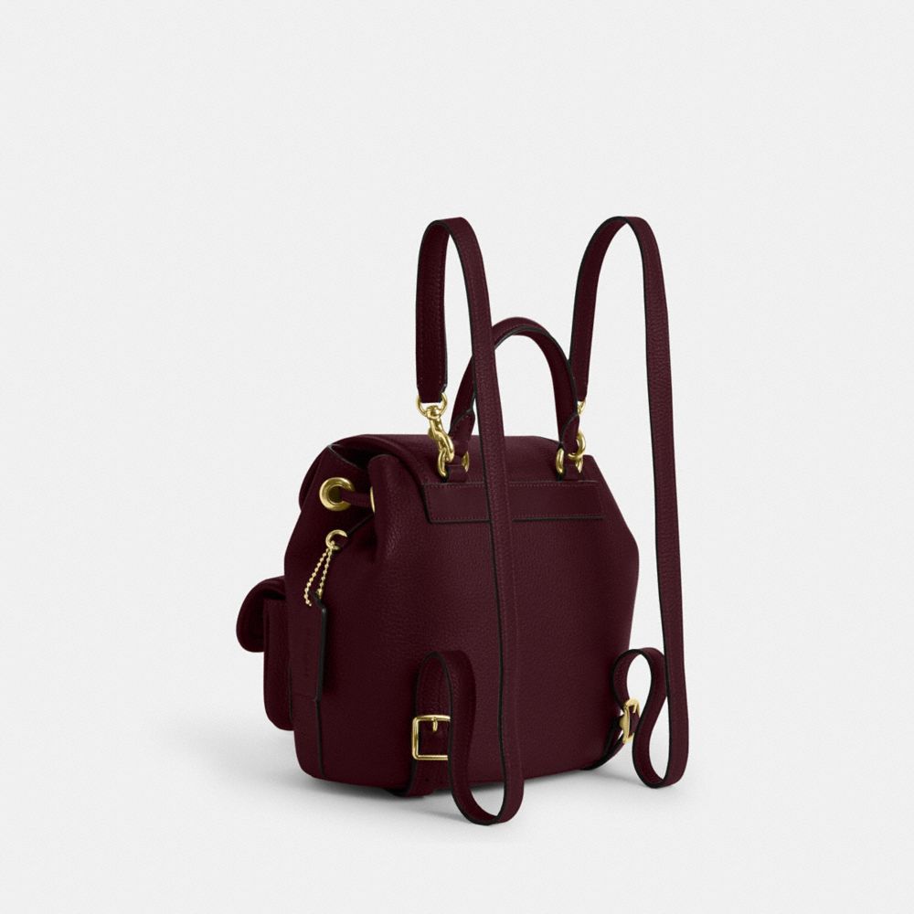 Coach Hadley Backpack Gold Dark Wine