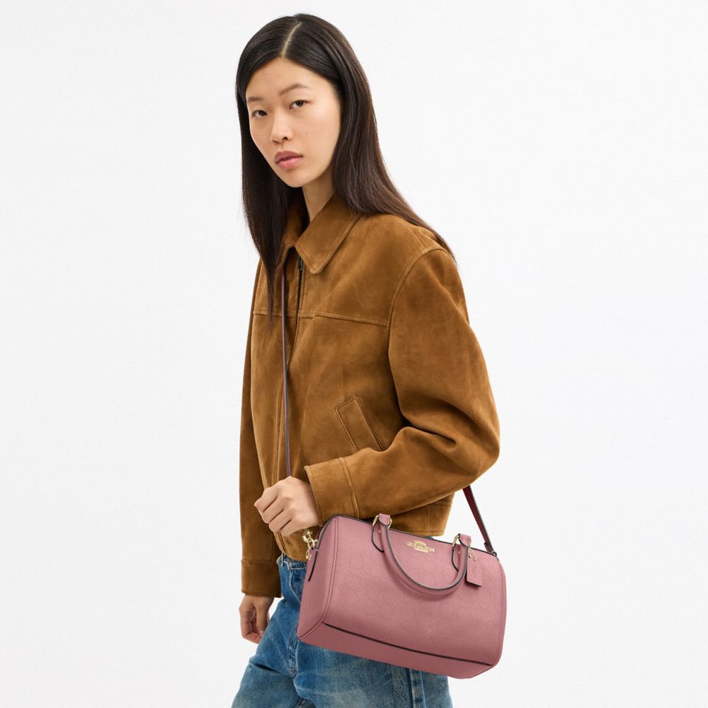 Coach Rowan Satchel Bag In Signature Leather Gold