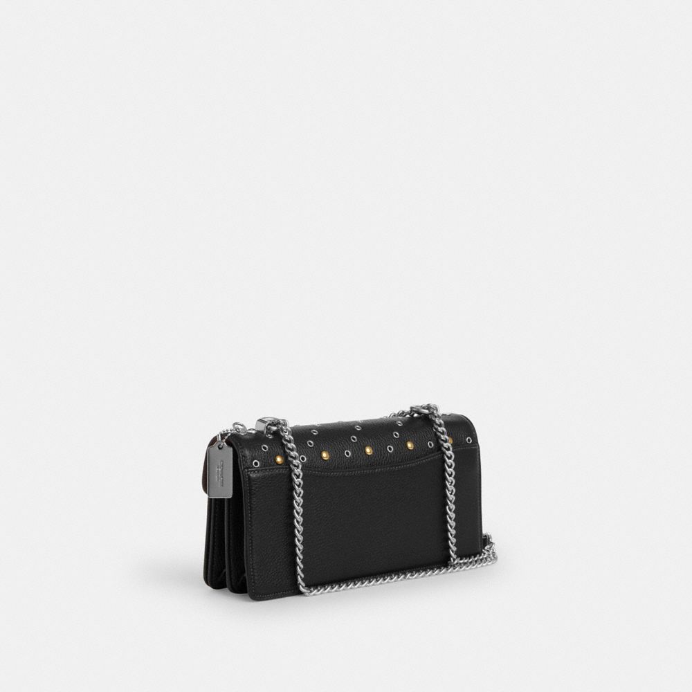 Coach Klare Envelope Crossbody Bag With Rivets Silver Black Multi