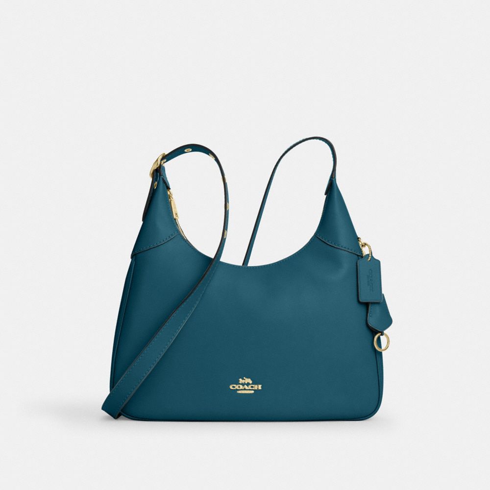 Coach Ella Shoulder Bag Gold Teal Ink