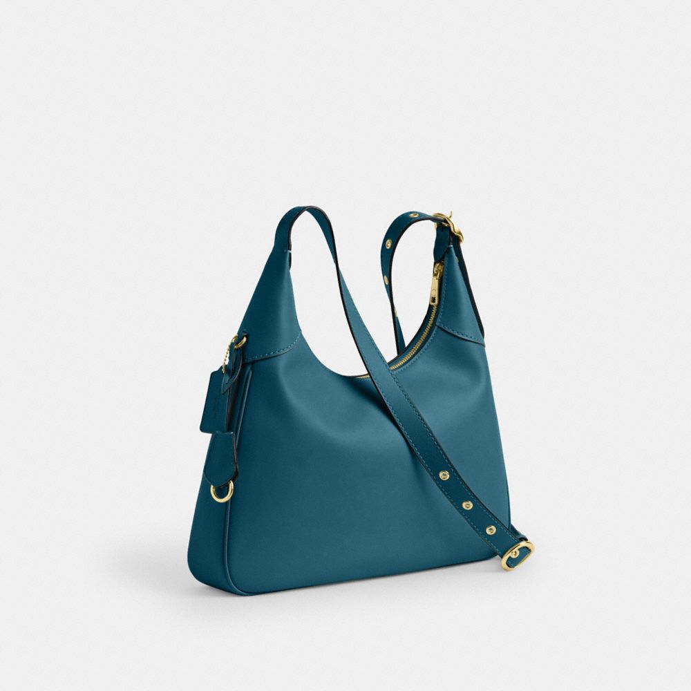 Coach Ella Shoulder Bag Gold Teal Ink