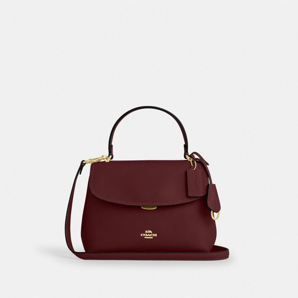 Coach Emory Top Handle Bag Gold Maroon
