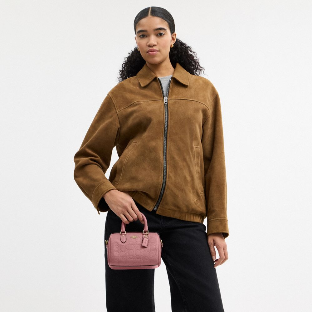Coach Mini Rowan Crossbody Bag In Signature Leather Gold