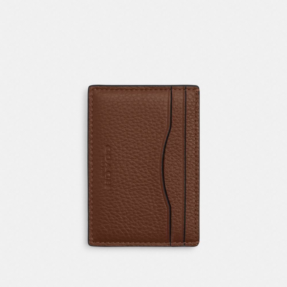 Coach Card Case With Money Clip Gunmetal Saddle