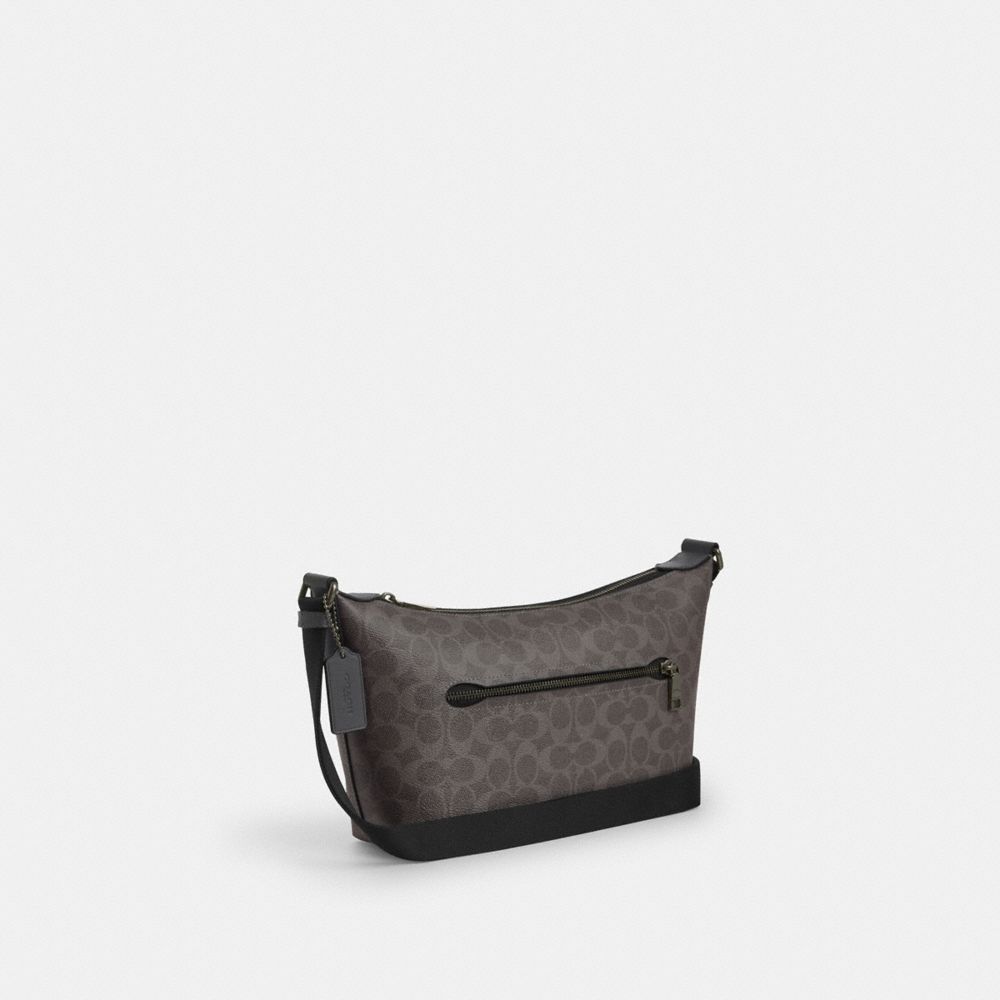 Coach Small Finn Crossbody Bag With Pouch In Signature Canvas Gunmetal Grey Charcoal
