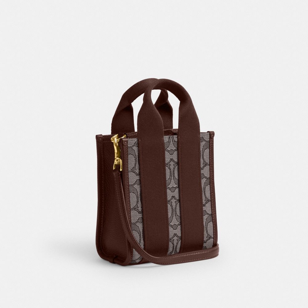 Coach Smith Mini Tote Bag In Signature Jacquard Silver Oak Maple