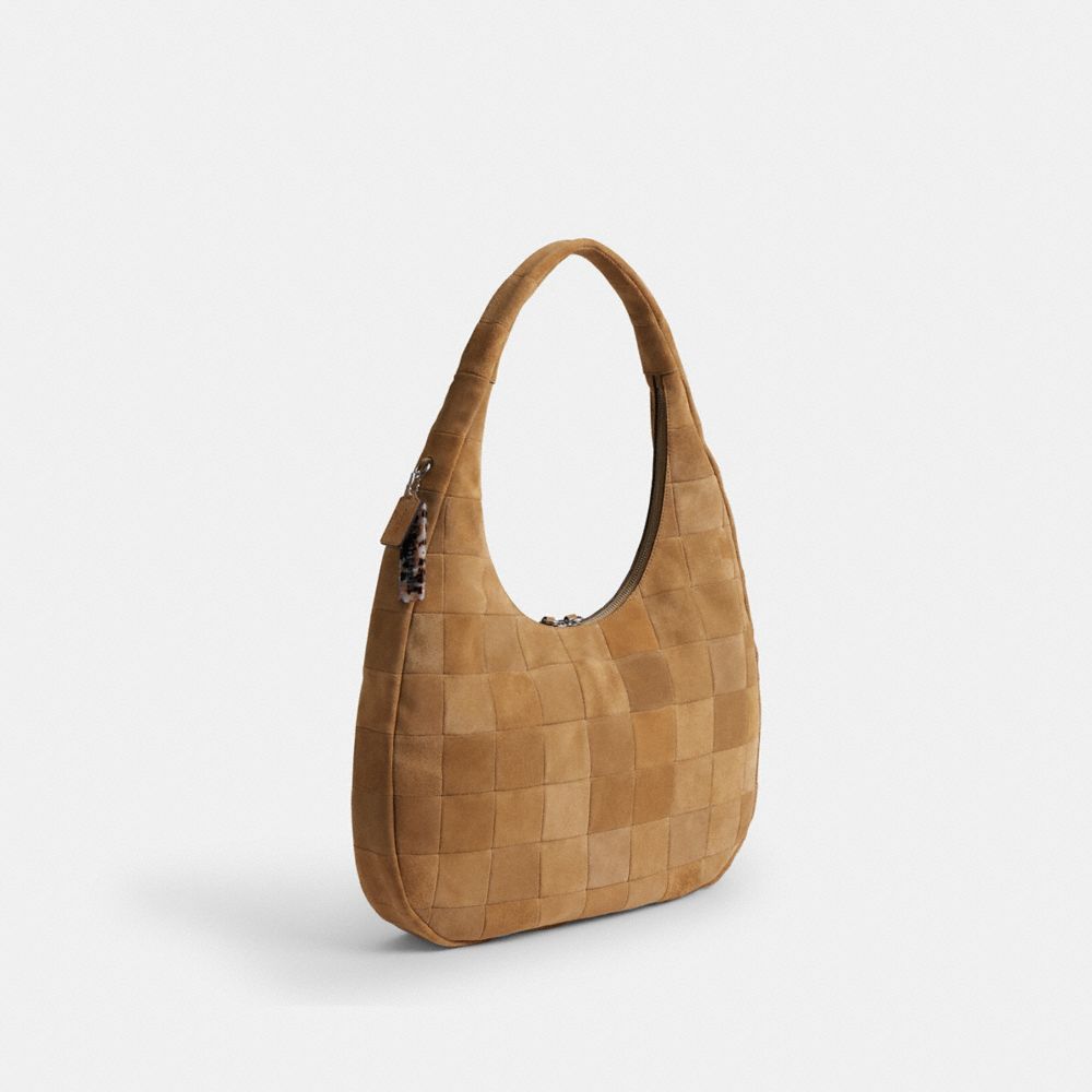 Coach Alter/Ego Large Crescent Shoulder Bag In Upcrafted Suede Sand Suede
