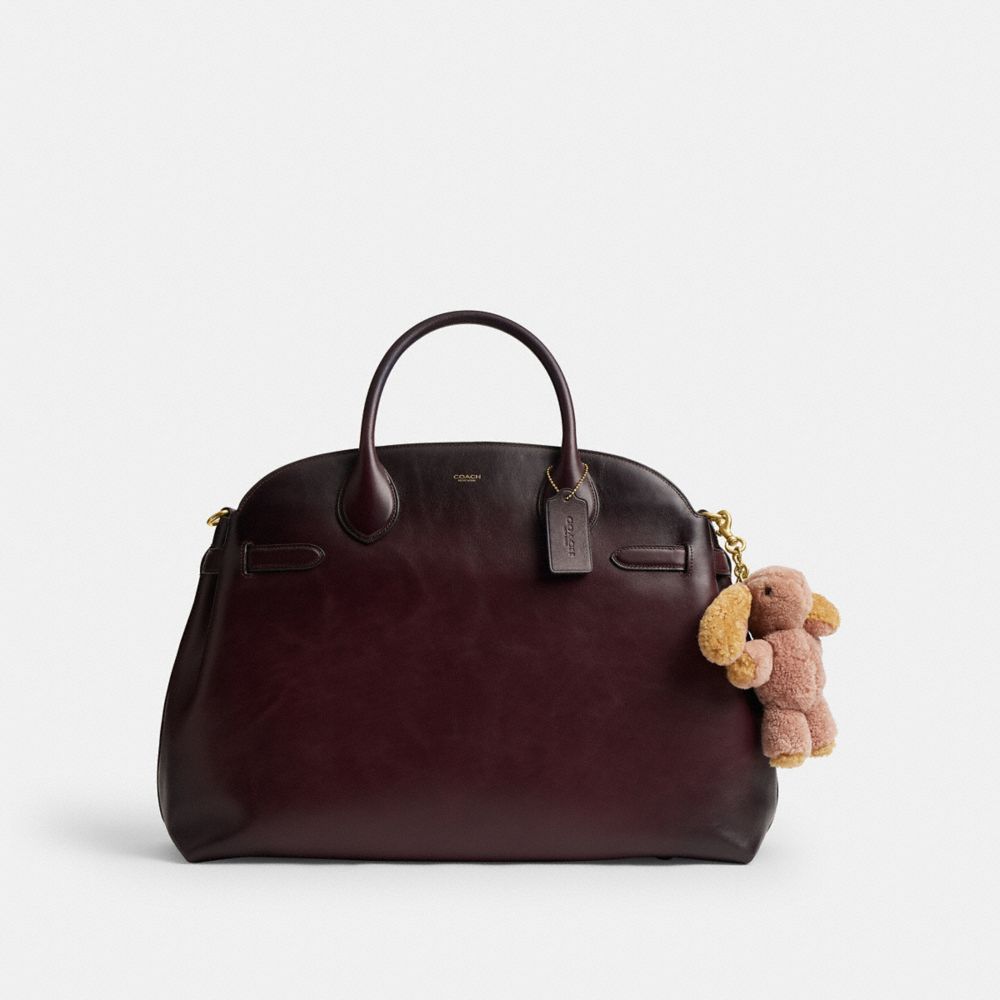 Coach Floppy Bag Charm In Shearling Brass Multi