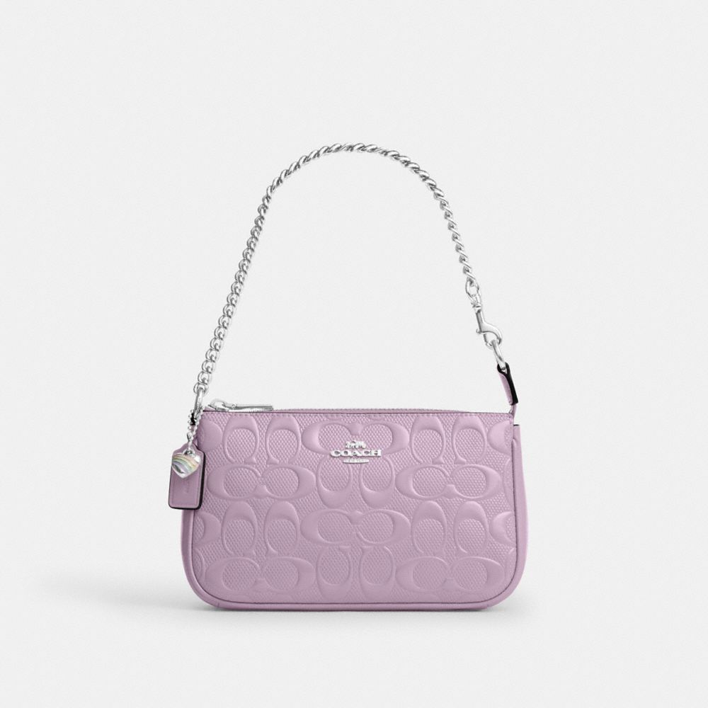 Coach Nolita 19 In Signature Leather With Heart Charm Silver