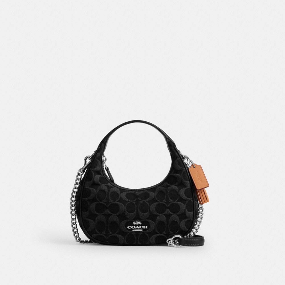 Coach Carmen Mini Crossbody Bag In Signature Denim Silver Black