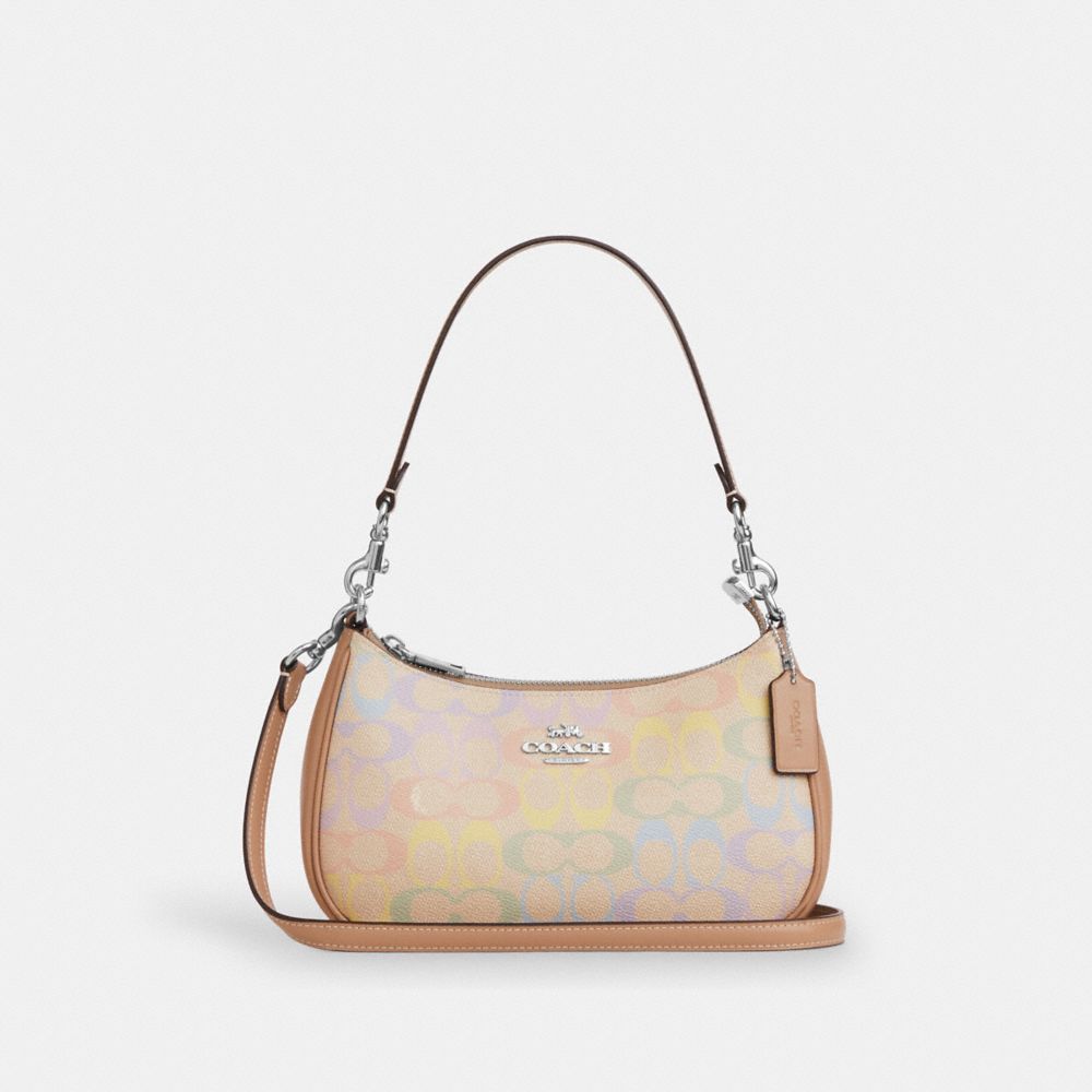 Coach Teri Shoulder Bag In Rainbow Signature Canvas Silver